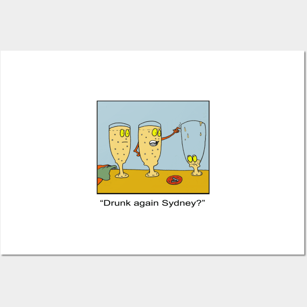 Funny Lager drink cartoon. Cartoon humour. Wall Art by grantwilson